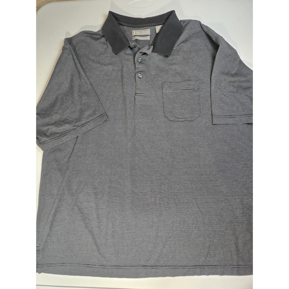 DANIEL CREMIEUX Mens Signature Collection Black Spriped Golf Polo Top Size XXL